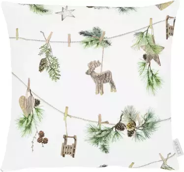 АПЕЛЬТ декоративная подушка "9532", чехол с наполнителем, 1 шт APELT 48х48 см, зеленый/белый