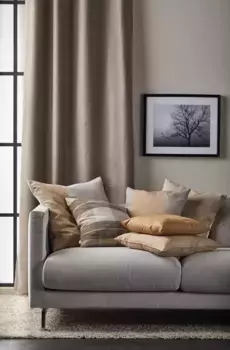 АПЕЛЬТ декоративная подушка "Галифакс", чехол с наполнителем, 1 шт APELT 58х58 см, бежевый/светло-серый