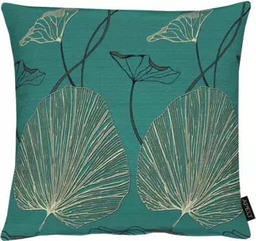 АПЕЛЬТ декоративная подушка "Нора", чехол на подушку с наполнителем, 1 шт APELT 45х45 см, цвет petrol + gemustert