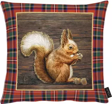 АПЕЛЬТ декоративная подушка "Сэм", чехол на подушку с наполнителем, 1 шт APELT 45х45 см, цвет rot/bunt + gemustert