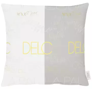 АПЕЛЬТ декоративная подушка "СЛОГАН", чехол без наполнения, 1 шт APELT 49х49 см, серый/желтый