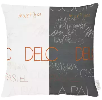 АПЕЛЬТ декоративная подушка "СЛОГАН", чехол на подушку с наполнителем, 1 шт APELT 48х48 см, белый/черный