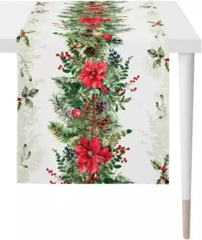 APELT дорожка для стола "3607 Winter World, Christmas Decoration, Christmas", (1 шт.), цифровая печать 46х140 см, белый/зеленый/красный