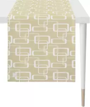 APELT дорожка для стола "3966 Outdoor, летнее украшение, лето ", (1 шт.), жаккардовая ткань 46х135 см, песочный/белый