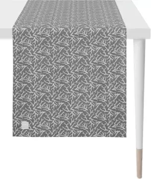 APELT дорожка для стола "3970 Outdoor, летнее украшение, лето ", (1 шт.), жаккардовая ткань 46х135 см, серый/белый