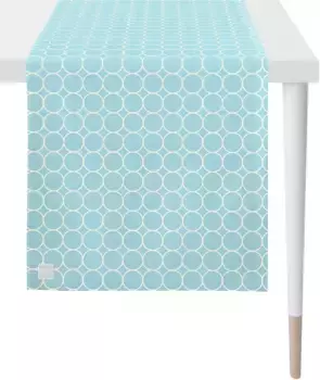 APELT дорожка для стола "3973 Outdoor, летнее украшение, лето ", (1 шт.), жаккардовая ткань 46х135 см, светло-голубой/белый