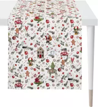 APELT дорожка для стола "4688 WINTER WORLD, Рождественское украшение, Рождество ", (1 шт.), цифровая печать 48х140 см, белый/красный