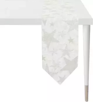 APELT дорожка для стола "4711 CHRISTMAS GLAM, Новогоднее украшение, Рождество ", (1 шт.), жаккардовая ткань с люрексом 21х175 см, цвет natur, goldfarben