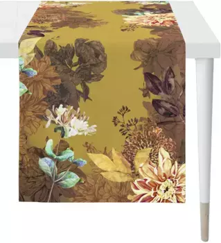 APELT дорожка для стола "5604 AUTUMN TIME, осеннее украшение, осень ", (1 шт.), цифровая печать 48х140 см, горчично-желтый