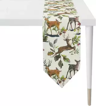 APELT дорожка для стола "5883 CHALET STYLE, рождественское, зимнее, осеннее украшение", (1 шт.), цифровая печать 25х175 см, коричневый/зеленый