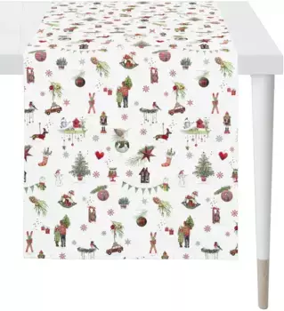 APELT дорожка для стола "6200 WINTER WORLD, Новогоднее украшение, Рождество ", (1 шт.), цифровая печать 48х140 см, белый