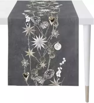 APELT дорожка для стола "6204 WINTER WORLD, Рождественское украшение, Рождество ", (1 шт.), цифровая печать 42х140 см, цвет anthrazit/silberfarben/natur