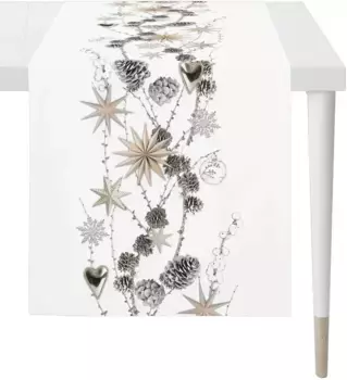 APELT дорожка для стола "6204 WINTER WORLD, Рождественское украшение, Рождество ", (1 шт.), цифровая печать 42х140 см, белый/серебристый