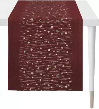 APELT дорожка для стола "6301 CHRISTMAS GLAM, Новогоднее украшение, Рождество ", (1 шт.), жаккардовая ткань с люрексом 46х135 см, красный/золотой