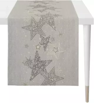 APELT дорожка для стола "6303 CHRISTMAS GLAM, Новогоднее украшение, Рождество ", (1 шт.), жаккардовая ткань с люрексом 46х135 см, серо-коричневый/золотистый