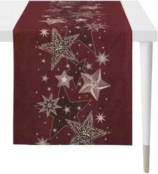 APELT дорожка для стола "6303 CHRISTMAS GLAM, Новогоднее украшение, Рождество ", (1 шт.), жаккардовая ткань с люрексом 46х135 см, красный/золотой