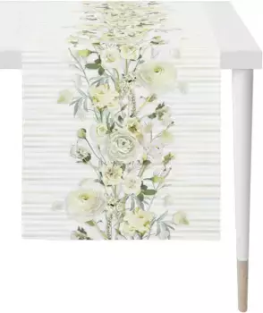 APELT дорожка для стола "6402 SPRINGTIME, весеннее украшение, весна ", (1 шт.), цифровая печать 45х140 см, белый/желтый/зеленый