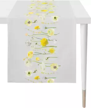 APELT дорожка для стола "6403 SPRINGTIME, весеннее украшение, весна ", (1 шт.), цифровая печать 42х140 см, серый