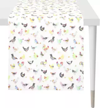 APELT дорожка для стола "6501 HAPPY EASTER, Пасхальное украшение, Пасха", (1 шт.), цифровая печать 42х140 см, белый