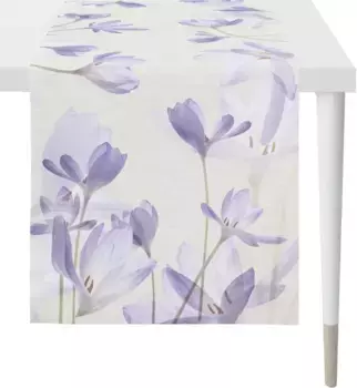 APELT дорожка для стола "6508 SPRINGTIME, весеннее украшение, весна ", (1 шт.), цифровая печать 48х140 см, сиреневый/серый/белый