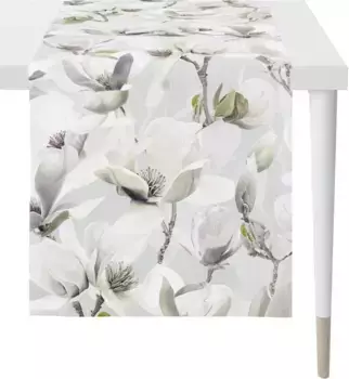 APELT дорожка для стола "6510 SPRINGTIME, весеннее украшение, весна ", (1 шт.), цифровая печать 48х140 см, серый/белый