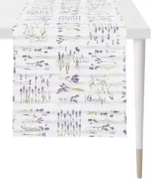 APELT дорожка для стола "7304 SUMMERTIME, летнее украшение, лето ", (1 шт.), цифровая печать 48х140 см, белый/сиреневый/зеленый