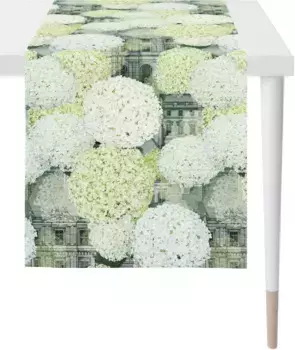 APELT дорожка для стола "7307 SUMMERTIME, летнее украшение, лето ", (1 шт.), цифровая печать 48х140 см, зеленый/белый/серый