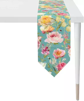 APELT дорожка для стола "7701 SUMMERTIME, летнее украшение, лето ", (1 шт.), цифровая печать 25х175 см, цвет petrol/rosa/bunt