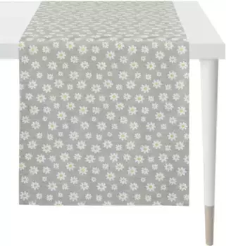 APELT скамейка "6819 SPRINGTIME, весеннее украшение, весна ", (1 шт.), гобеленовая ткань, с мотивом ромашки 48х140 см, серый/белый/желтый