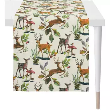 APELT скатерть для стола «5883 CHALET STYLE, рождественское, зимнее, осеннее украшение», (1 шт.), цифровая печать, цвет natur/braun/grn