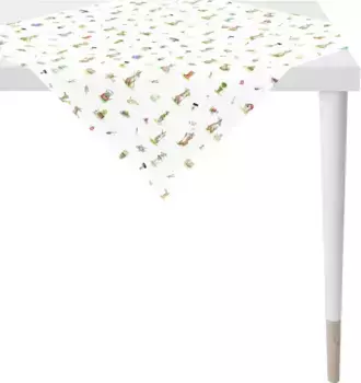 APELT средний плед "6812 HAPPY PASTER, Пасхальное украшение, Пасха", (1 штука), цифровая печать, модный дизайн с игривыми зайками в саду 88х88 см, белый