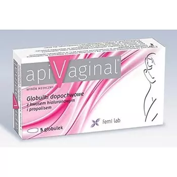 АПИВАГИНАЛ 5 шариков с гиалуроновой кислотой и прополисом Femi Labor Sanofi