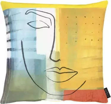 АПЭЛТ декоративная подушка "Belle", чехол без наполнения, 1 шт APELT 46х46 см, оранжевый/желтый/синий