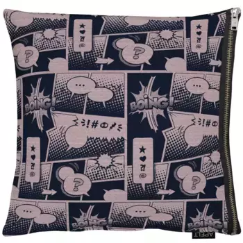 АПЭЛТ декоративная подушка "Комикс", чехол на подушку с наполнителем, 1 шт APELT 65х65 см, черный/розовый