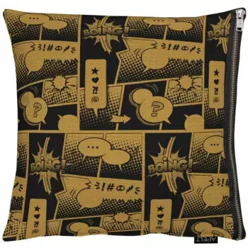 АПЭЛТ декоративная подушка "Комикс", чехол на подушку с наполнителем, 1 шт APELT 65х65 см, черный/медный