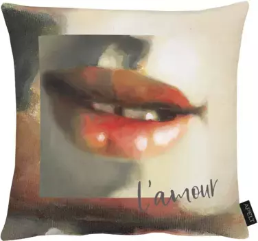 АПЭЛТ декоративная подушка "Поцелуй", чехол на подушку без наполнения, 1 шт APELT 46х46 см, цвет bunt + bedruckt