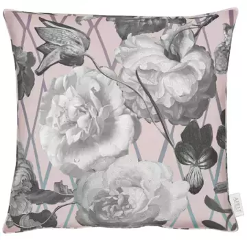 АПЭЛТ декоративная подушка "СИБИЛЛА", чехол на подушку без наполнения, 1 шт APELT 46х46 см, серый/розовый