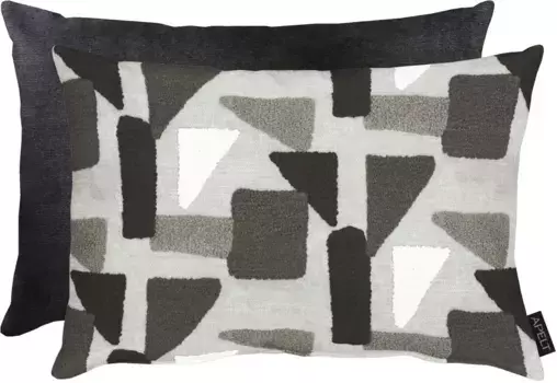 АПЭЛТ Декоративная подушка "Tablo", двусторонний чехол с наполнителем, 1 шт APELT 35х50 см, серый/черный