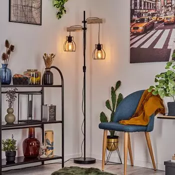 »Aprica« винтажный торшер из металла/дерева черного/натурального цвета hofstein