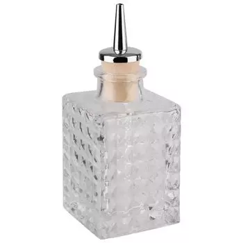 APS 93359 Бутылка для горького напитка / шприц-бутылка, стеклянная, наливная горловина из пробки и нержавеющей стали, 0,1 литр, коктейли, ликеры