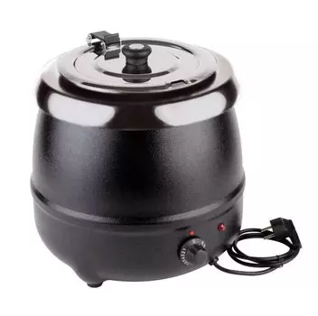 APS Electric Stockpot Economic, 9 литров, 30°C - 90°C, съемная вставка из нержавеющей стали, вращающаяся и складная крышка с углублением для ложки, 8 этикеток, 400 Вт / 230 В, черный лак