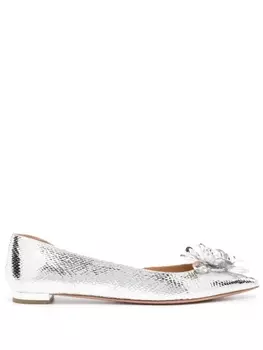 Aquazzura балетки Paris Rose, серебристый