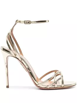Aquazzura босоножки All I Want 105 с эффектом металлик, золотистый