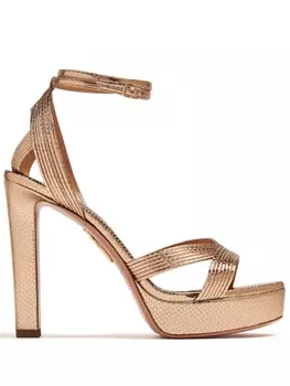 Aquazzura босоножки Ari 120 на платформе, золотистый