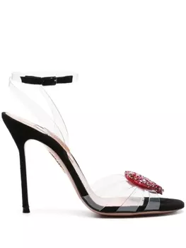 Aquazzura босоножки Love Me 115 с кристаллами, черный