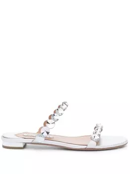 Aquazzura босоножки Maxi Tequila с кристаллами, серебристый