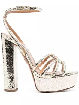 Aquazzura босоножки Moon 140 на платформе, золотистый