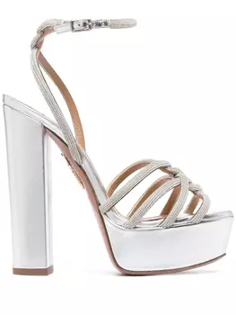 Aquazzura босоножки Moondust 140, серебристый
