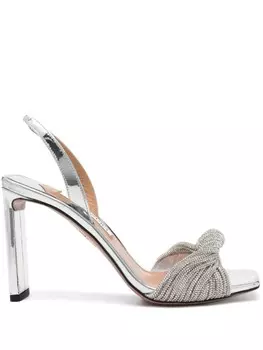 Aquazzura босоножки Scintilla 95 с кристаллами, серебристый