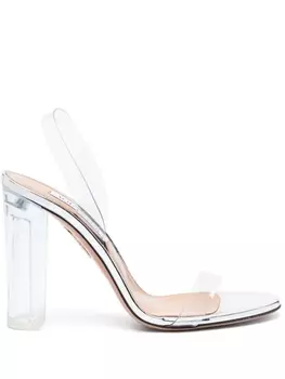 Aquazzura босоножки So Nude Plexi 105 с ремешком на пятке, серебристый
